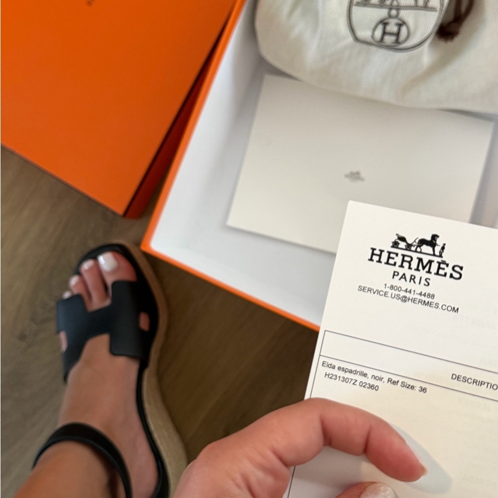 Hermès Black Espadrille Sandals